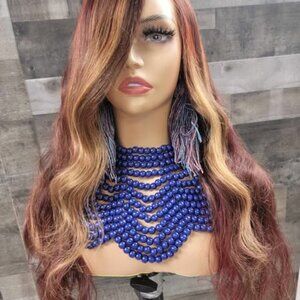 26 in auburn red and brown wig